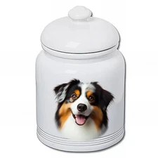 Australian Shepherd Black Tri Ceramic Treat Jar
