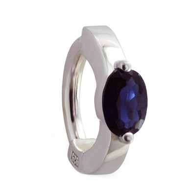 Sapphire Blue CZ TummyToys 1/2 bezel set CZ Belly Button Ring Silver