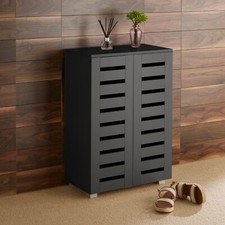 Oslo 2 & 3 Door Wooden Shoe Storage Cabinet Rack Stand Cupboard Slatted Doors