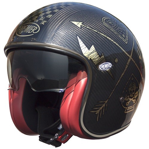 CASCO HELMET JET IN CARBONIO VINTAGE EVO CARBON NX GOLD CHROMED PREMIER  SIZE M | eBay