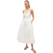 $445 NWT Rhode Lolita White Cotton Sweetheart Midi Sundress Sz 2