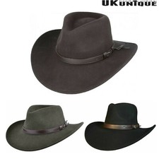 💎Cowboy Hat 100% Wool Crushable Stetson Western Style Outback Fedora 8cm Brim
