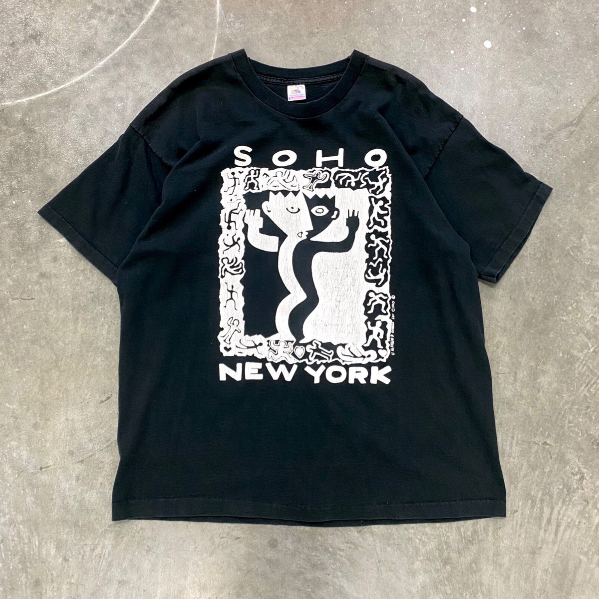 VTG 90s New York SOHO Art Abstract T Shirt Single Stitch Haring XL 