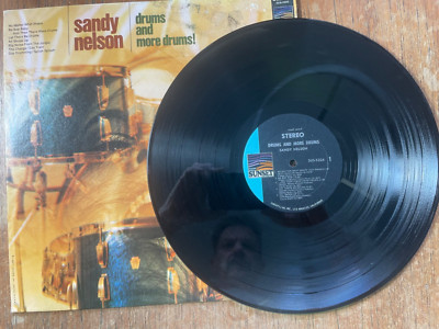 Sandy Nelson Drums and More Drums! LP Record 33 RPM Sunset 1968 VG