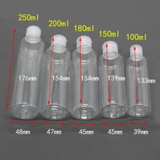 1/2/5/10Pcs 100ml 150ml 180ml 200ml 250ml  Empty Clear Plastic Bottle Refillable