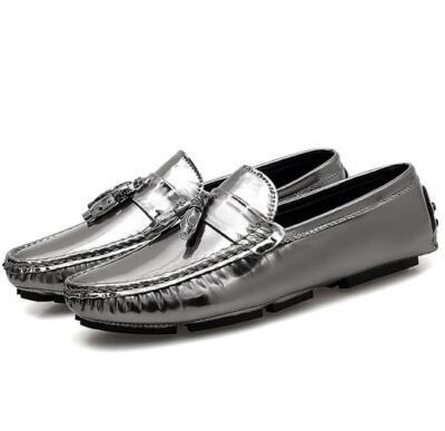 Men Casual Trendy Lazy Loafer Shoes Driving Shoes Shiny Pu Leather Shoes