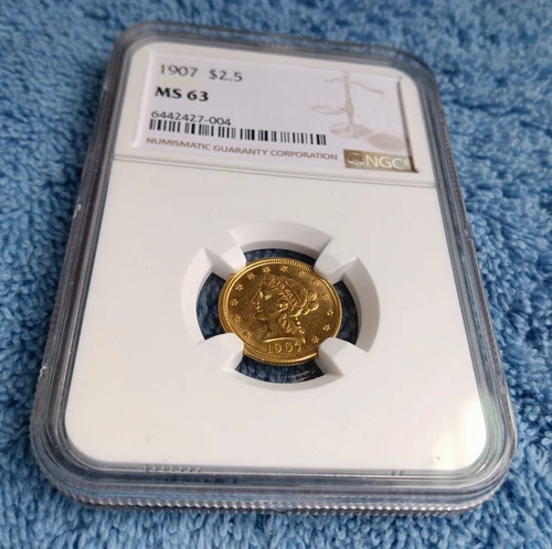 1907 Liberty $2 1/2 gold Quarter Eagle, NGC MS63