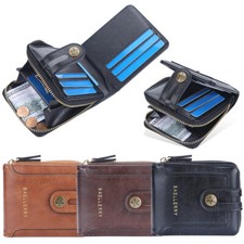 Men's PU Leather Zipper Bifold Wallet with Coin Pocket Front Pocket Change Purse