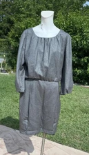 CHRISTIAN LACROIX GRAY WOOL LONG SLEEVE CASUAL POCKET DRESS Sz 44 MADE IN FRANCE