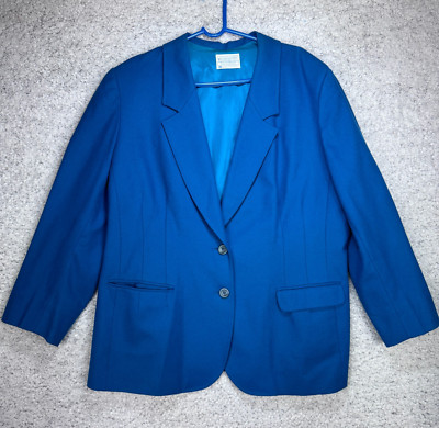 VTG 70s Pendleton Women s 20W Blazer Blue Sport Coat Jacket Virgin Wool USA Made