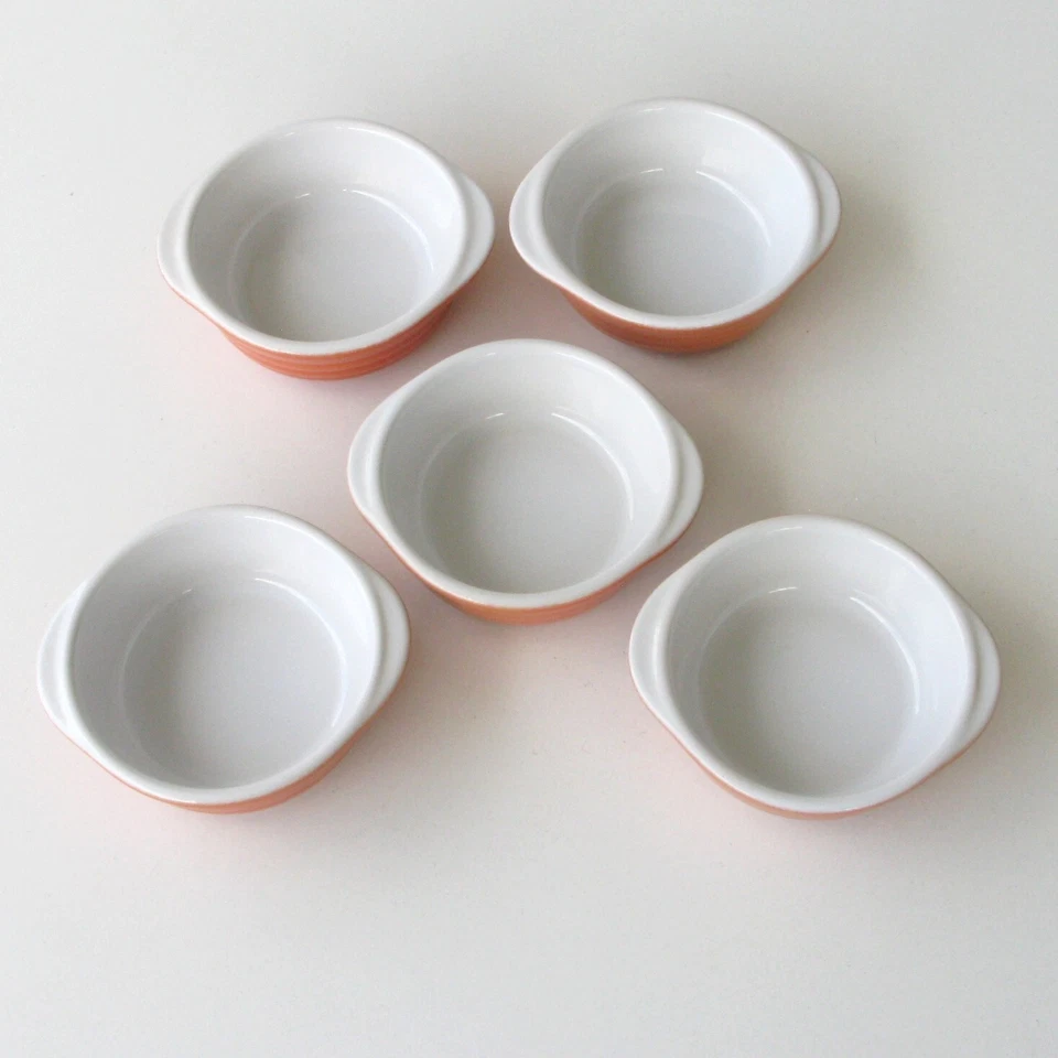 Lot  5 ramequins oreilles ou cassolettes-Emile Henry-orange Poterie culinaire - Photo 2/4