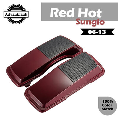 Red Hot Sunglo Saddlebags Speaker Lids Fits Harley Street Road