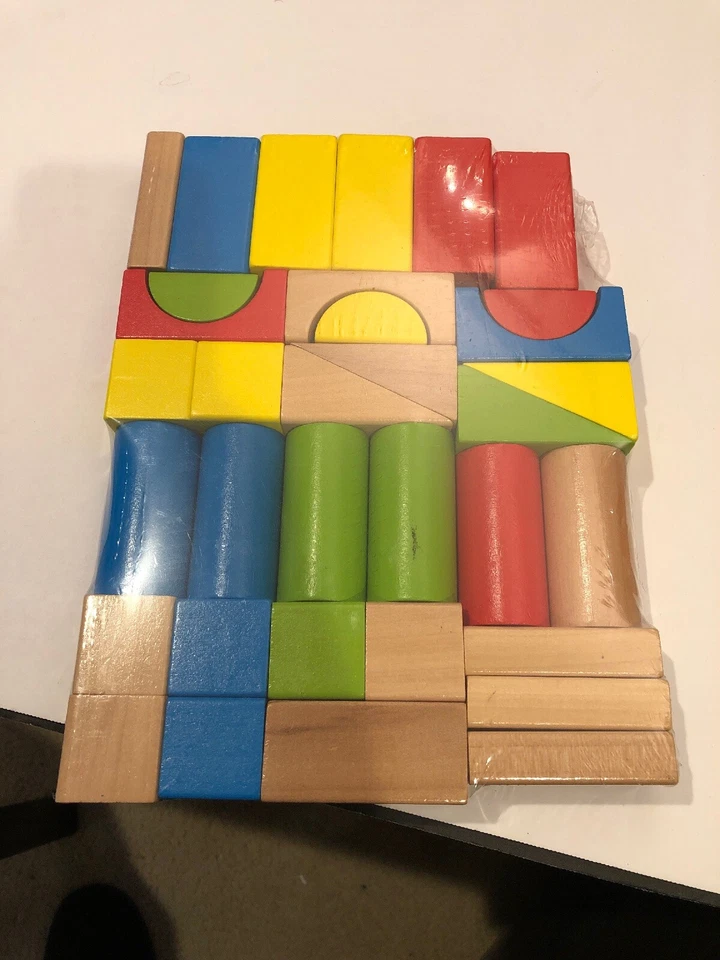 Set Of 34 Wood Blocks Natural Look And Colorful - Image 2 of 4