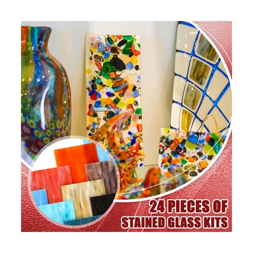 Treela 24 Pcs Stained Glass Sheets 4 x 6 Inch Rainbow Stained Glass Supplies ... - Afbeelding 6 van 6