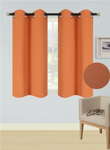 2PC GROMMET PANEL THERMAL 100% BLACKOUT WINDOW SHORT CURTAIN DRAPE 54" K54 - Picture 58 of 106