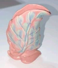 Vtg Royal Haeger Agate Art Pottery Palm Leaf Vase Iridescent Pink Blue 6" X 4"
