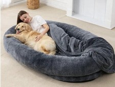Large Light Gray Human Dog Bed