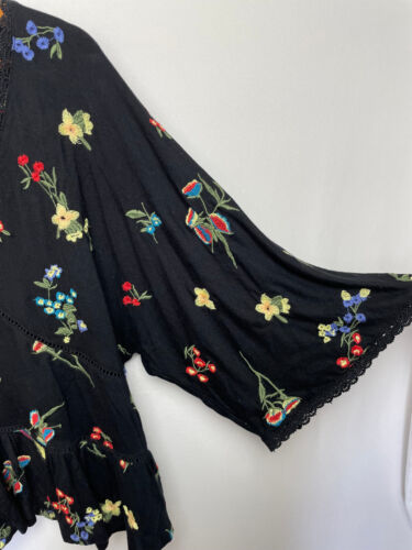 Top Babydoll Anthropologie Mujer Floral Bordado Talla M Negro Boho Encaje - Imagen 4 de 7