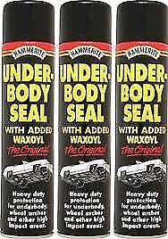 3 x Hammerite Underbody Seal With Waxoyl 600ml Black Underseal Aerosol Vehicle