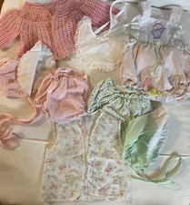Vintage Antique 1960-70 Baby BONNETS PLASTIC BLOOMERS ROMPER SWEATER BIB