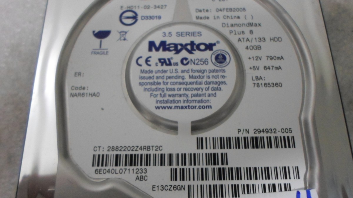 Maxtor HP 294932-005 286692-001 78165360 40GB 7200 RPM ATA