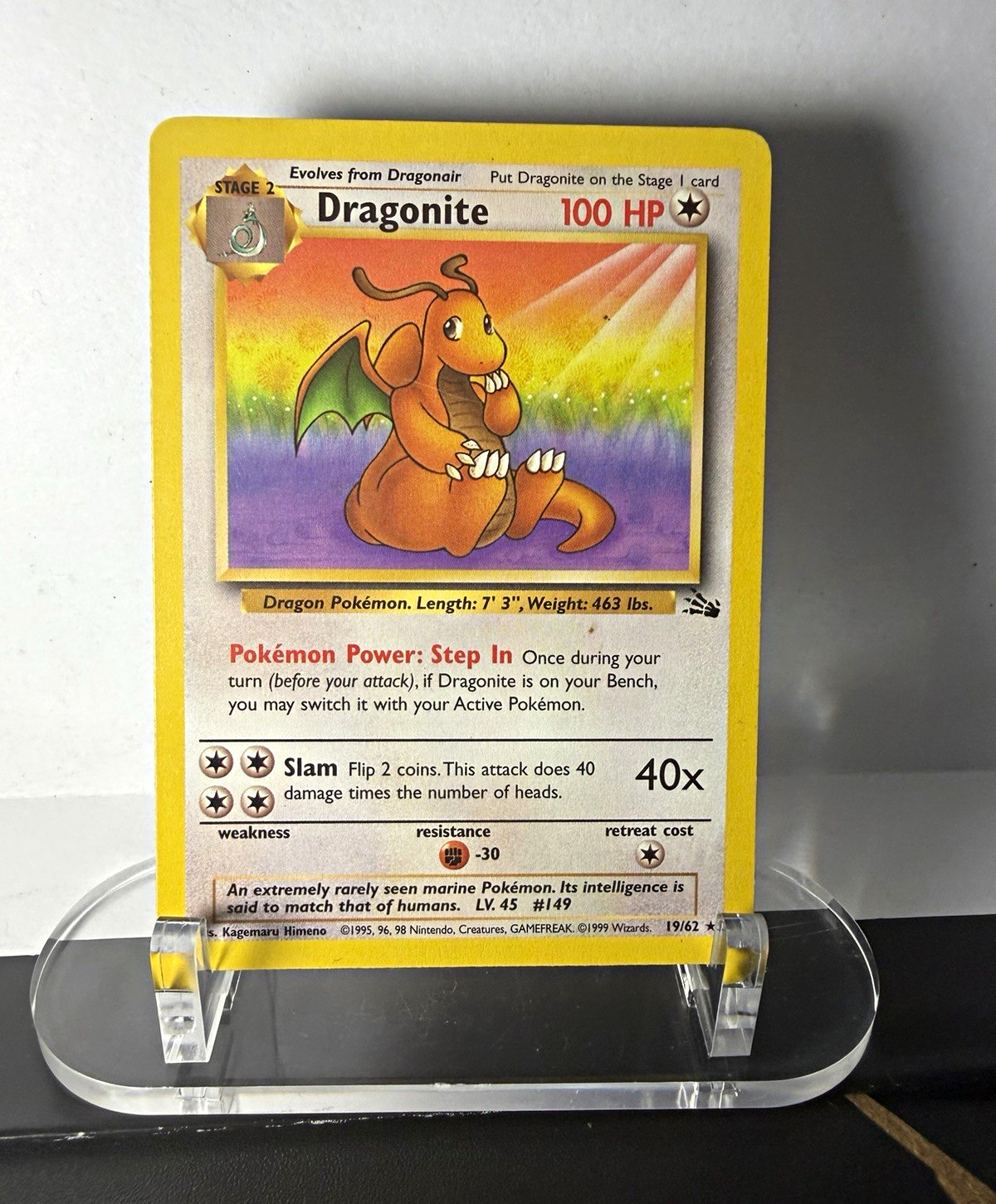 Pokemon TCG Dragonite 4/62 NON HOLO Rare 1999 fossil set