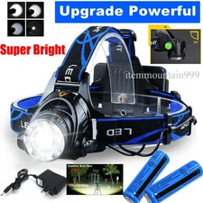 9900000LM High Power Rechargeable Headlight 3-Modes Zoomable Headlamp Head Torch