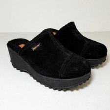 Rocket Dog Y2k Women  s Size 7 Black Suede Clogs Shearling Chunky