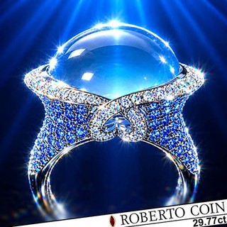 ROBERTO COIN Diamond Ring 18K Gold 29.77ct Aquamarine Sapphire Diamond Ring |NR