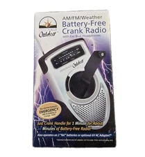 Innovage AM/FM Weather Battery-Free Crank Radio Outdoor Ear Bud Headphones