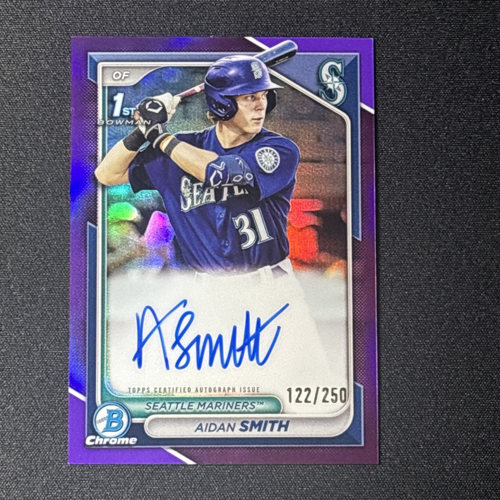 2024 Bowman Chrome 1st Aidan Smith Auto /250 Purple Refractor CPA-ASM