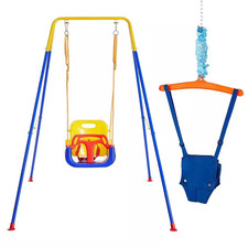 2-In-1 Swing Set and Baby Jumper with Foldable Metal Stand, Heavy Duty Kids Swin