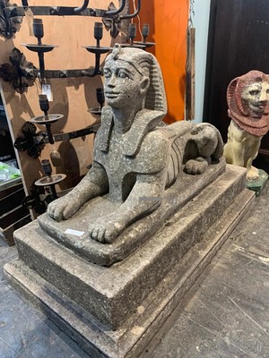 Großes Paar Stein Sphinx Staues - perfekter Gartenschmuck