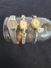 VTG Lady Watch Lot Elgin Diamond Quartz Japan/ Bulova 10k RGP 1973 /Timex PARTS