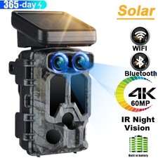 Campark 4K Wildlife Solar Trail Camera WiFi 60MP Hunting Game Camera Dual Lens