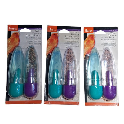 #ad #ad 3 Pack Hartz Plastic Water Dispenser Fountain amp; Seed Feeder for Small Birds $15.99