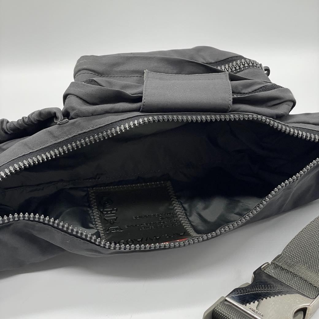 Prada Sport 4VA056 Nylon Waist Bag Black Belt Bum Body Crossbody Unisex In hand thumbnail 8