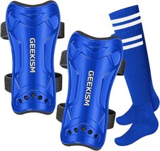 Children's Soccer Shin Guards with EVA Cushioning - Ages 3-12 - Includes Socks