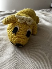 Vintage Hand Crochet Yellow Lamb