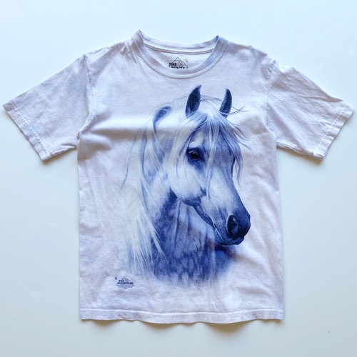 The Mountain Horse Head Tie-Dye T-Shirt Youth L Purple 100% Cotton
