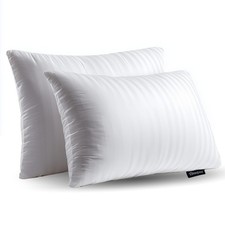 Beautyrest Goose Feather Pillows Queen Size Set of 2 Cotton Cover Luxury Ho...