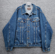 Vintage Lee Rancher Trucker Denim Jeans Mens Full Metal Button Jacket XL