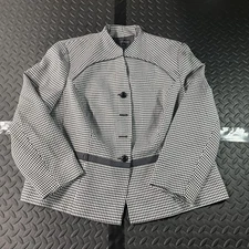 John Meyer Collection Blazer Jacket Womens 22W Black White Houndstooth Button