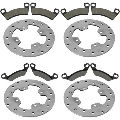Front & Rear Brake Disc Rotors w/ Brake Pads for John Deere Gator XUV550 RSX850