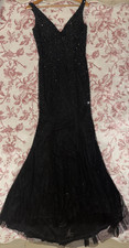 Jovani 36754 Black Rhinestone Crystal Mermaid Prom Formal Evening Gown [Size 6]
