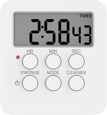 Digitaler Küchentimer Stumm-/Lauter Alarmschalter 3-in-1 Count Up/Down Weiß