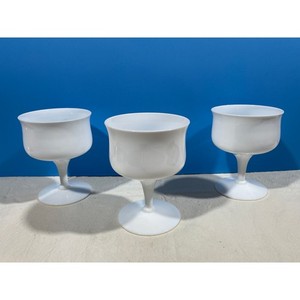 3 Vintage Fostoria Biscayne Snow White 4.5" Champagne Coupe Sherbet Glasses MCM