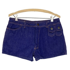 Vintage 1970s blue denim shorts S M hot pants jean dark cotton mid rise
