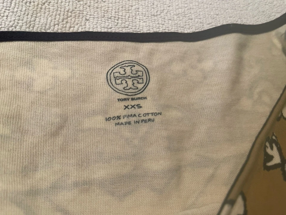 Женская футболка с принтом Tory Burch маленькая бежевая с геометрическим цветочным узором Pima - Изображение 2 из 4