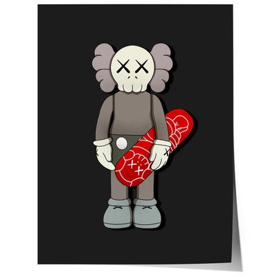 Skull Character mit Skateboard Poster Cartoon Figur Street Art Style Edgy
